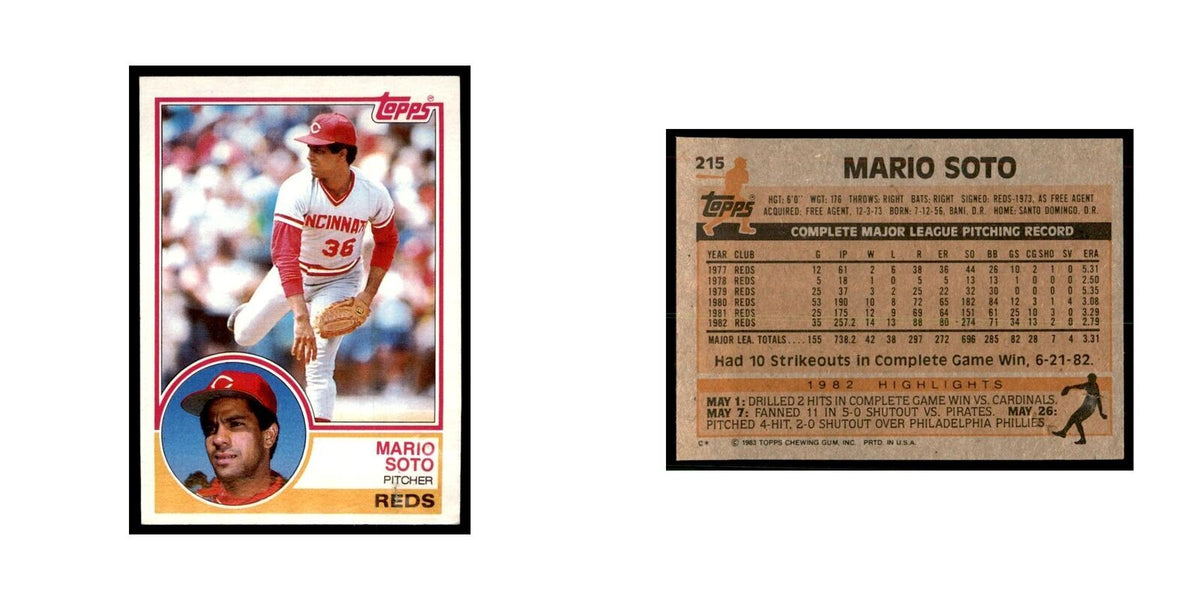 1983 Topps Mario Soto Baseball Cards #215