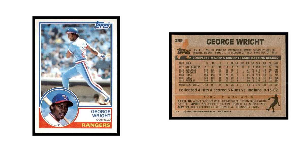 1983 Topps George Wright Baseball Cards #299
