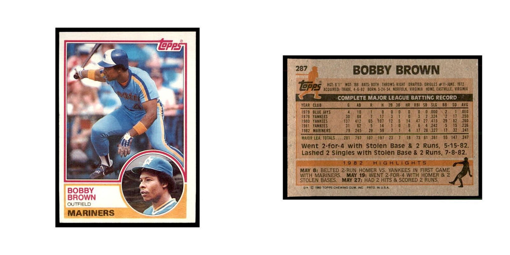 1983 Topps Bobby Brown Baseball Cards #287