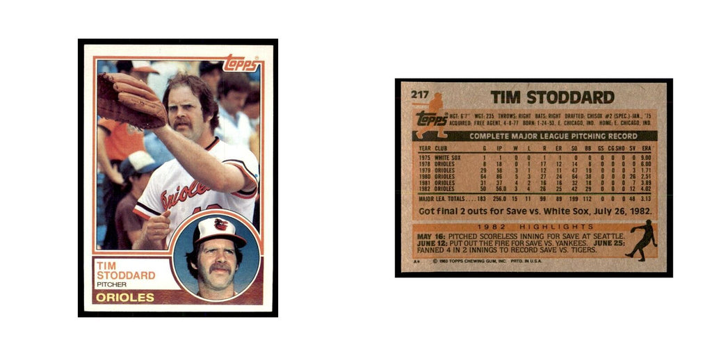1983 Topps Tim Stoddard Baseball Cards #217