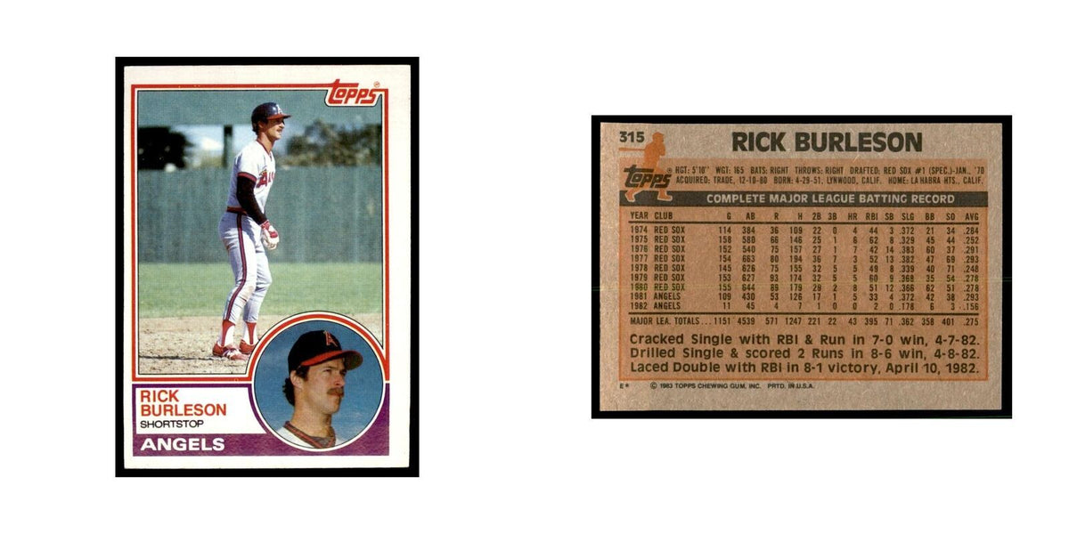 1983 Topps Rick Burleson Baseball Cards #315