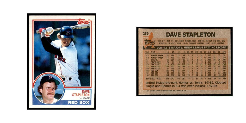 1983 Topps Dave Stapleton Baseball Cards #239