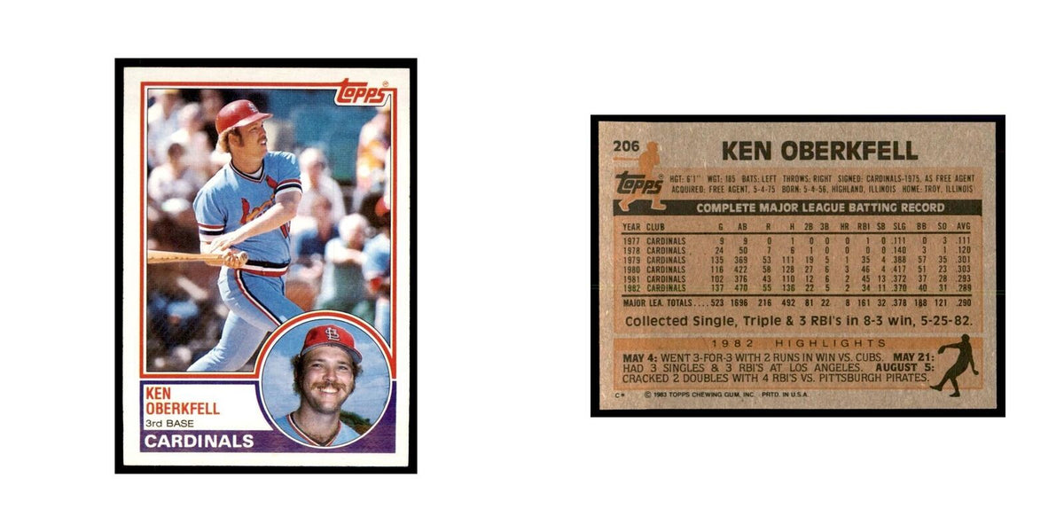 1983 Topps Ken Oberkfell Baseball Cards #206