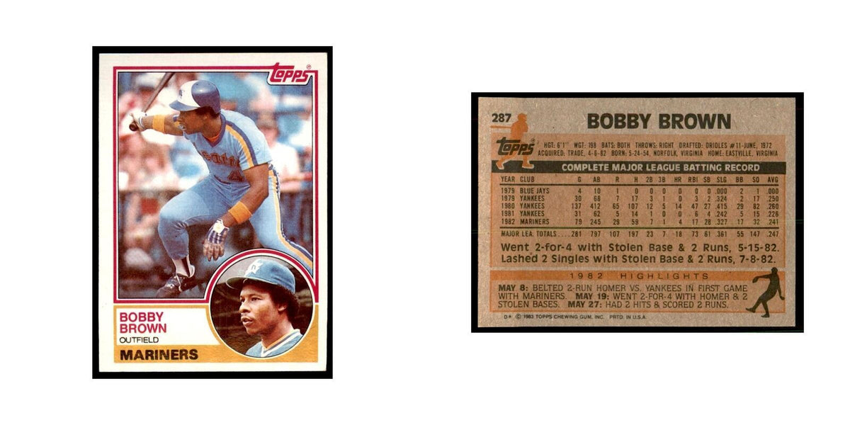 1983 Topps Bobby Brown Baseball Cards #287