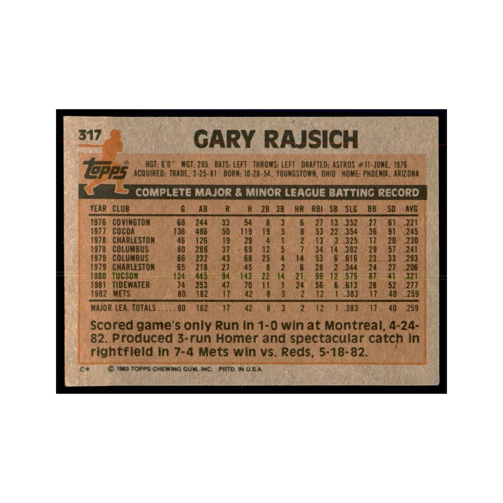1983 Topps Gary Rajsich Baseball Cards #317
