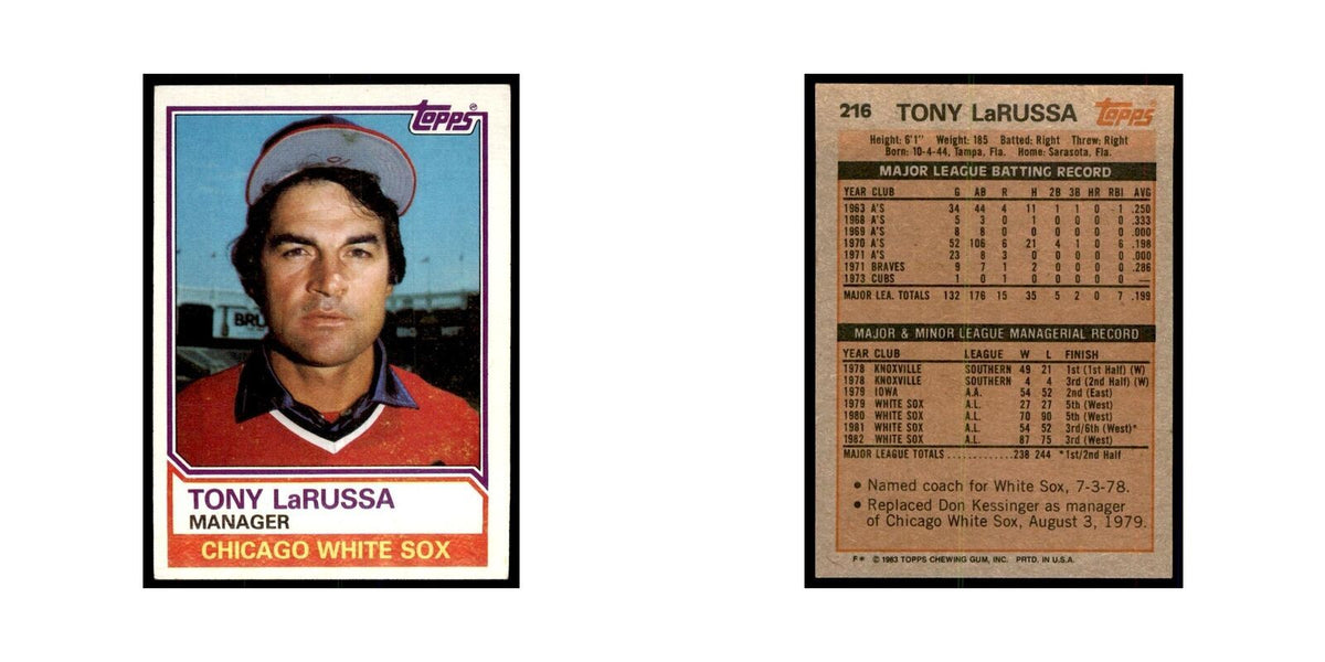 1983 Topps Tony LaRussa Baseball Cards #216