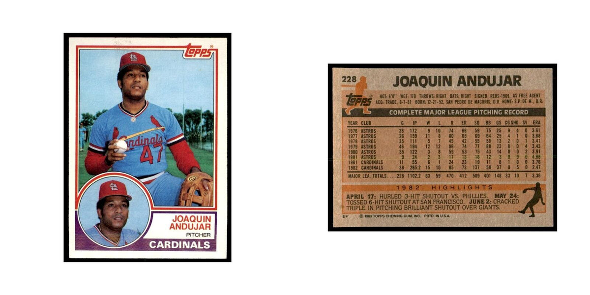 1983 Topps Joaquin Andujar Baseball Cards #228
