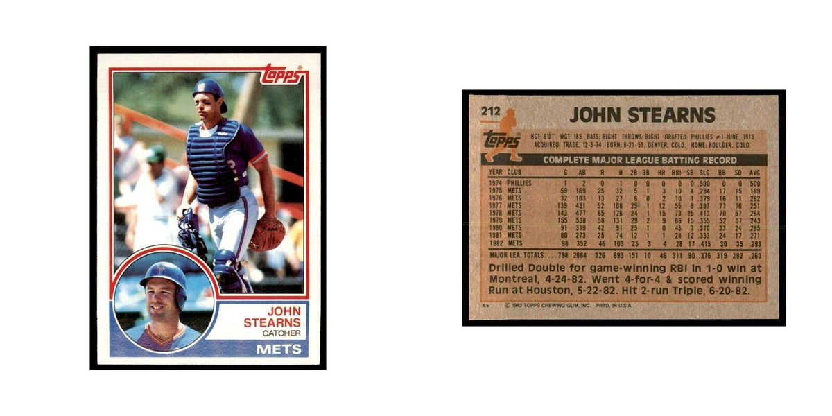 1983 Topps John Stearns Baseball Cards #212