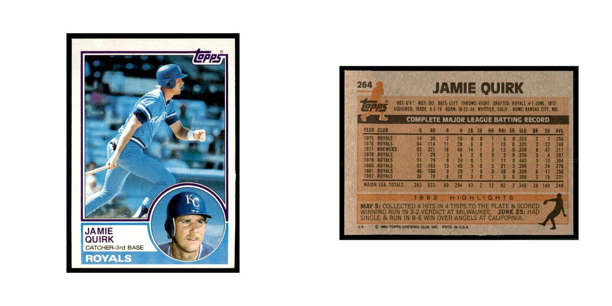 1983 Topps Jamie Quirk Baseball Cards #264