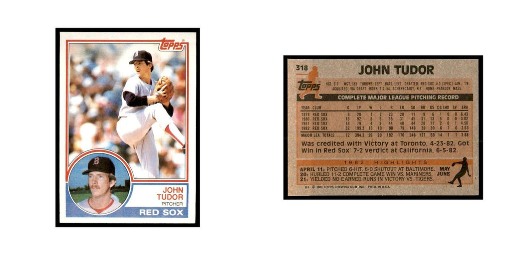 1983 Topps John Tudor Baseball Cards #318