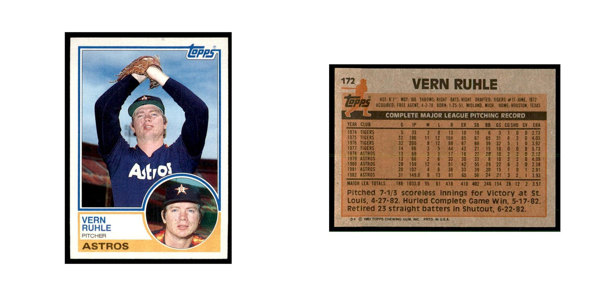1983 Topps Vern Ruhle Baseball Cards #172