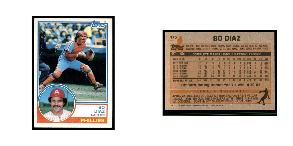 1983 Topps Bo Diaz Baseball Cards #175