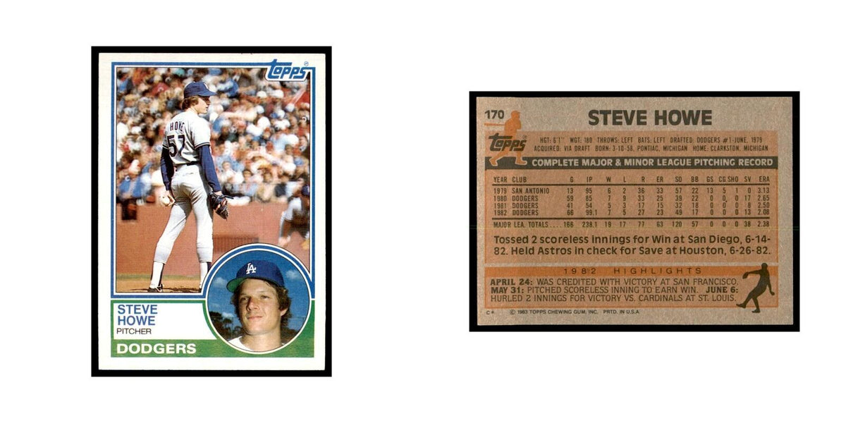1983 Topps Steve Howe Baseball Cards #170