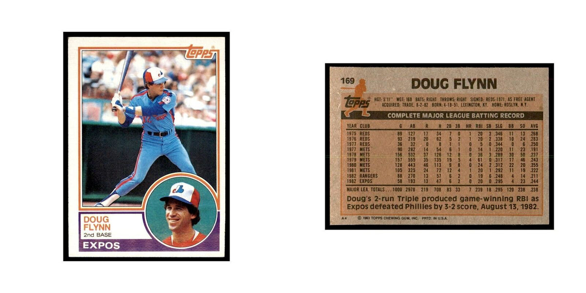 1983 Topps Doug Flynn Baseball Cards #169