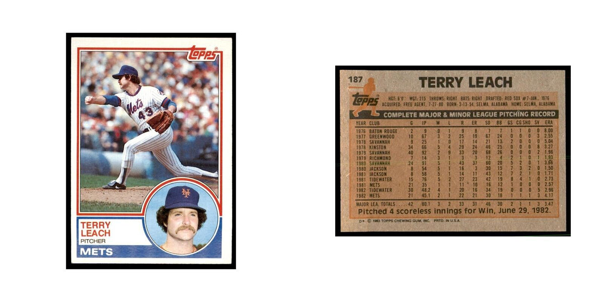 1983 Topps Terry Leach Baseball Cards #187