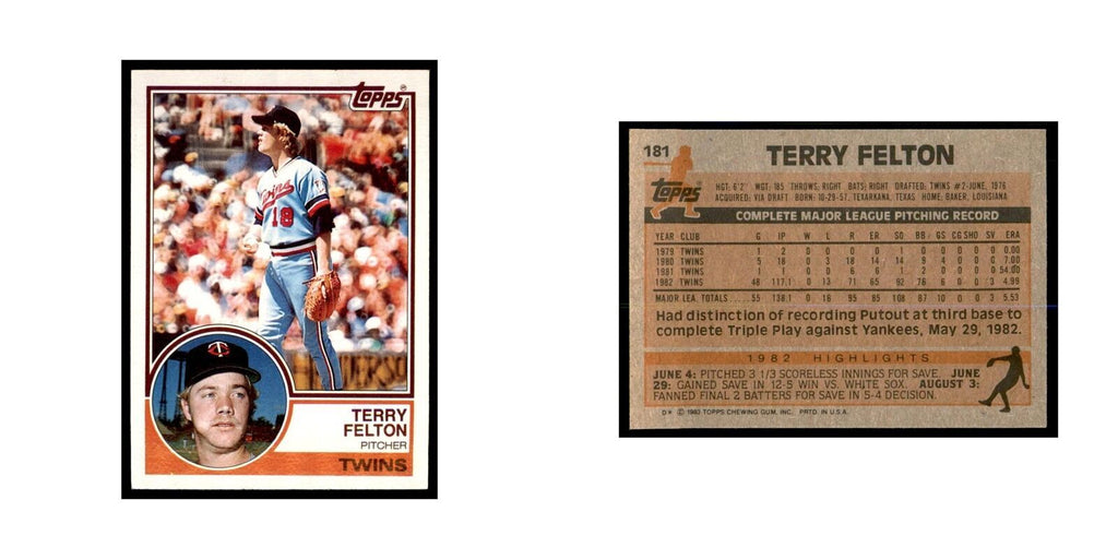 1983 Topps Terry Felton Baseball Cards #181