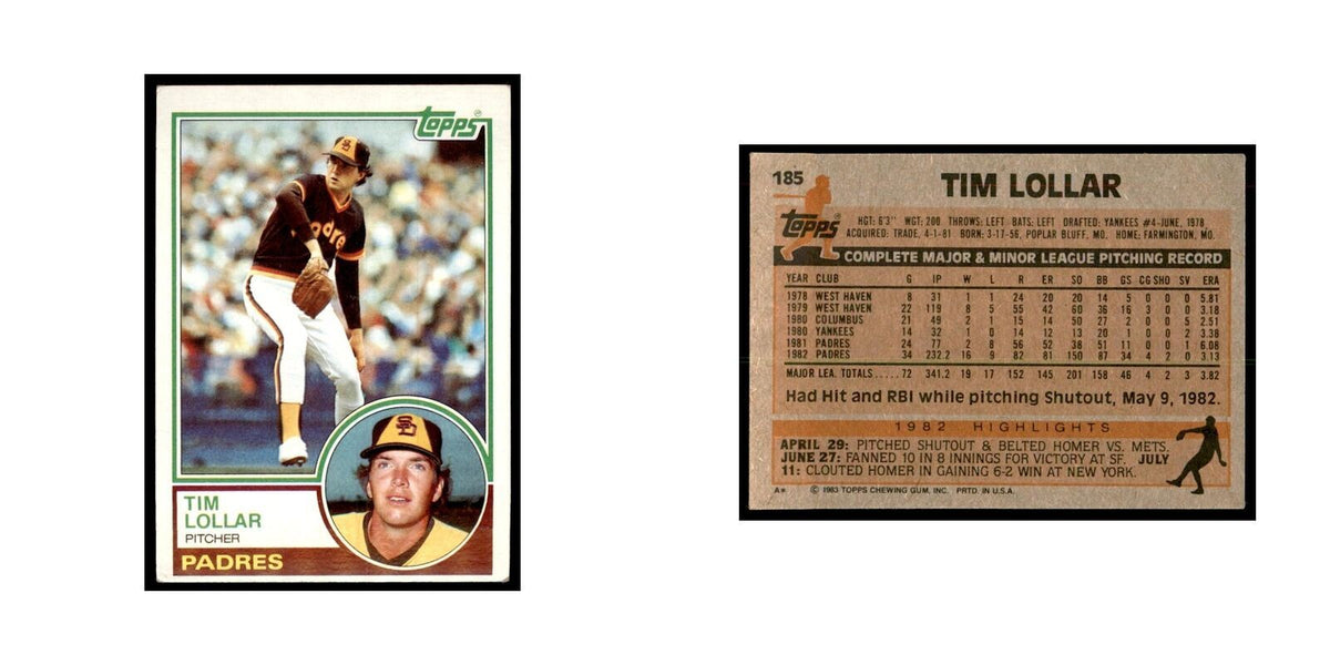 1983 Topps Tim Lollar Baseball Cards #185