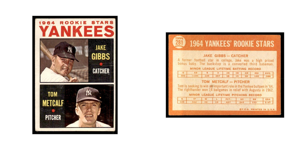 1964 Topps (damaged) Jake Gibbs/Tom Metcalf Baseball Cards #281