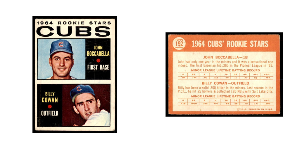 1964 Topps (damaged) John Boccabella/Billy Cowan RC Baseball Cards #192