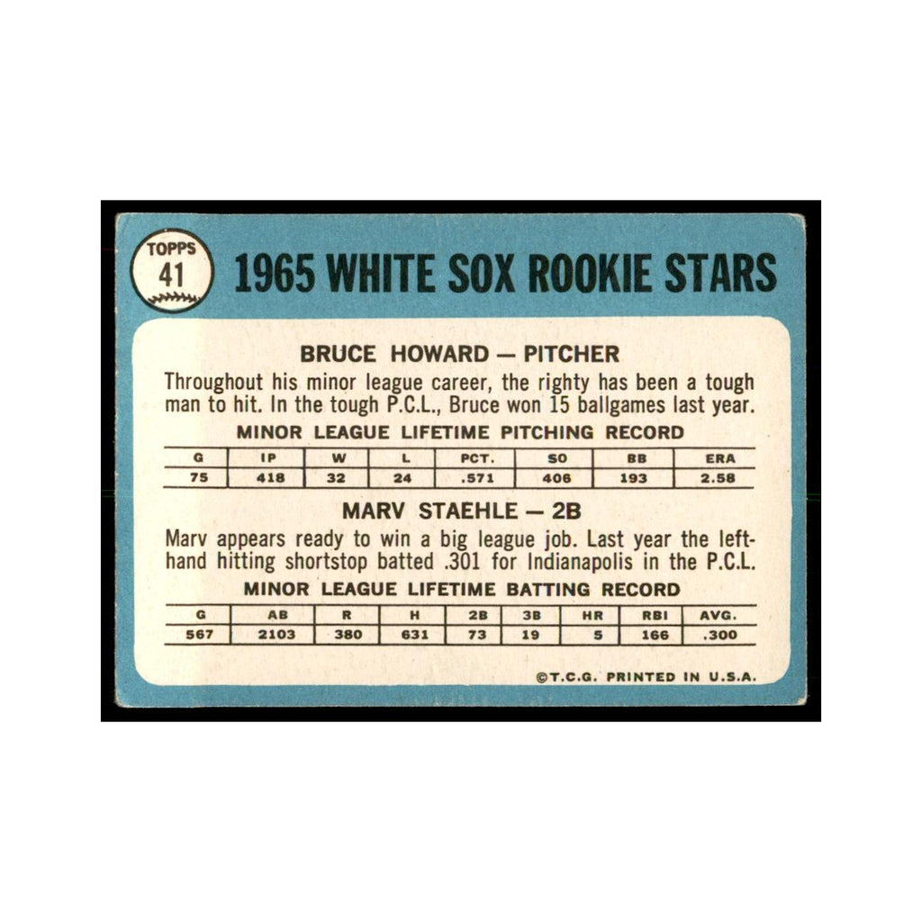 1965 Topps (damaged) Bruce Howard/Marv Staehle RC Baseball Cards #41