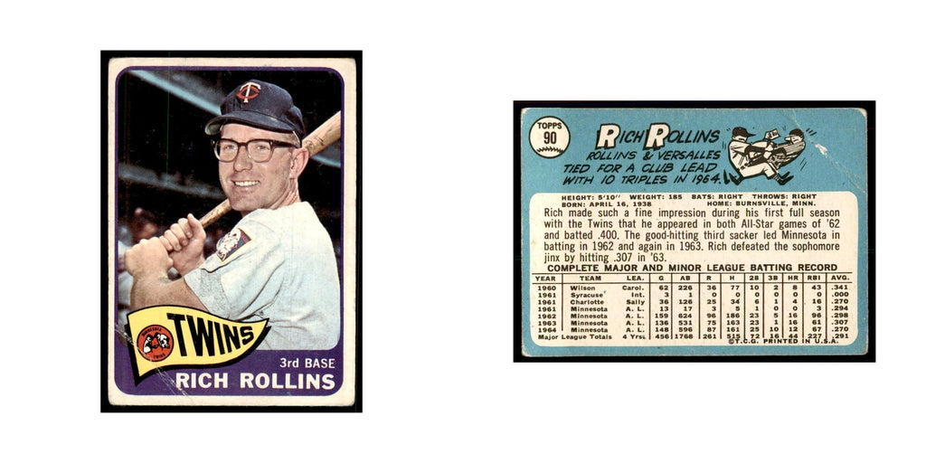 1965 Topps (damaged) Rich Rollins Baseball Cards #90