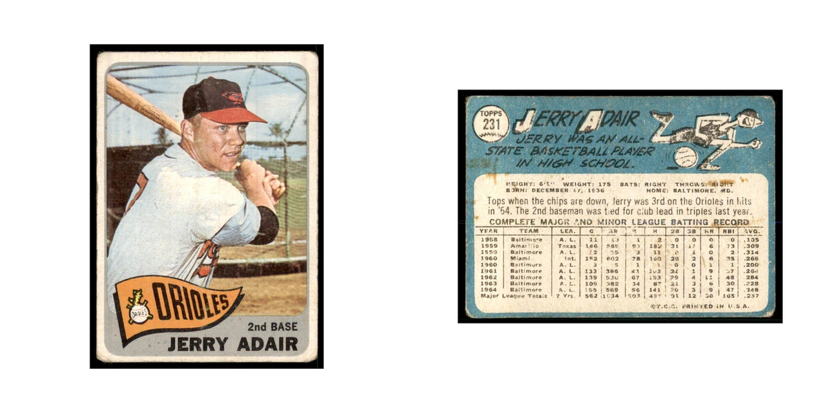 1965 Topps (damaged) Jerry Adair Baseball Cards #231