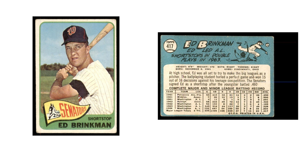 1965 Topps (damaged) Ed Brinkman Baseball Cards #417