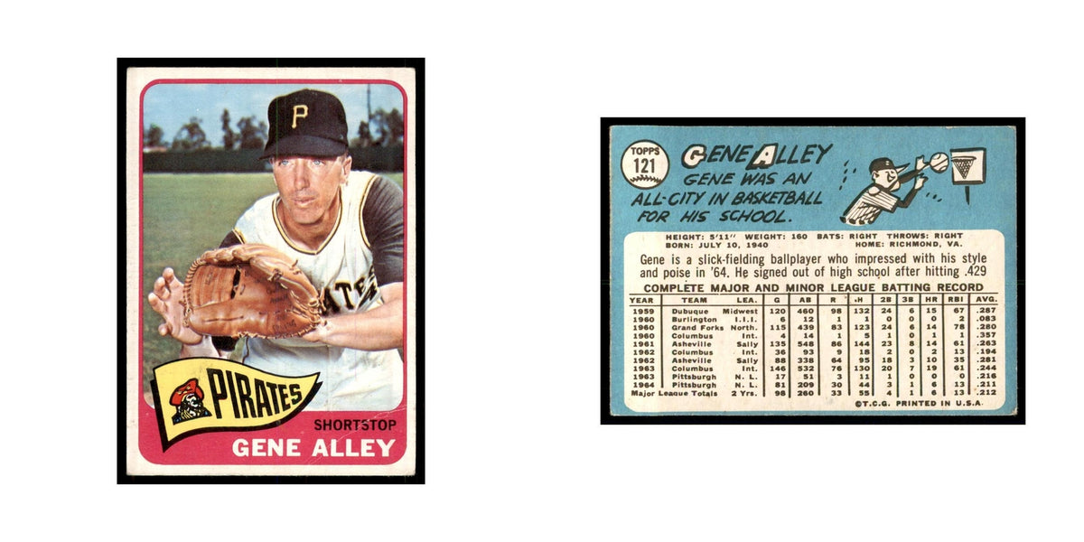 1965 Topps (damaged) Gene Alley Baseball Cards #121