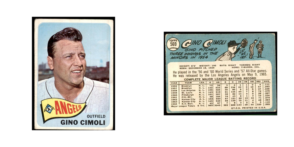 1965 Topps (damaged) Gino Cimoli Baseball Cards #569