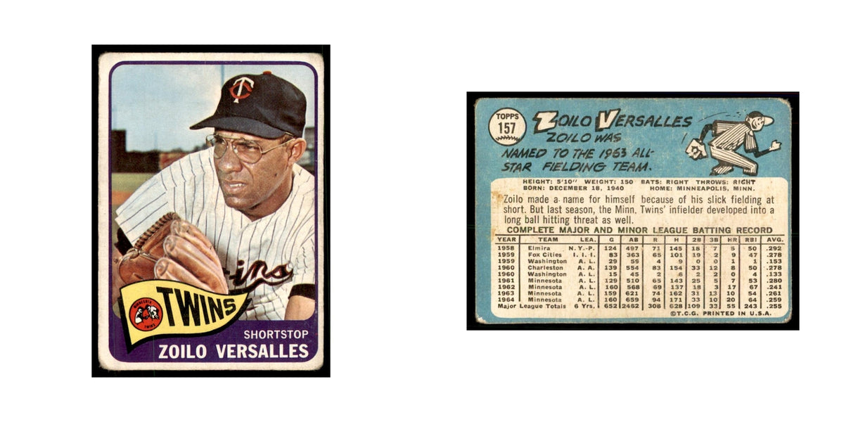 1965 Topps (damaged) Zoilo Versalles Baseball Cards #157