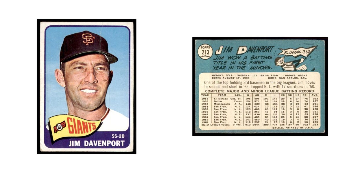 1965 Topps (damaged) Jim Davenport Baseball Cards #213
