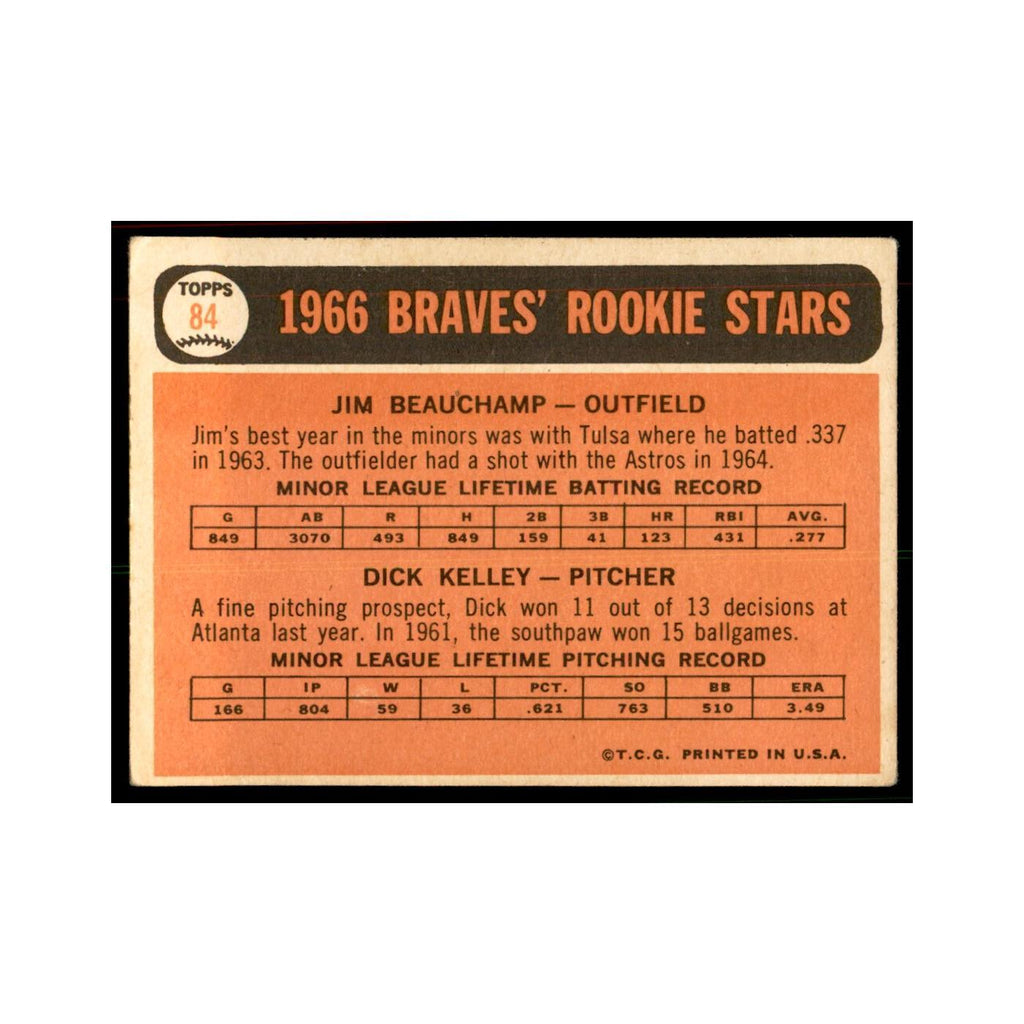 1966 Topps (Damaged) Jim Beauchamp/Dick Kelley RC Baseball Cards #84