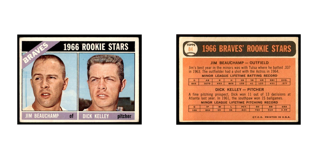 1966 Topps (Damaged) Jim Beauchamp/Dick Kelley RC Baseball Cards #84