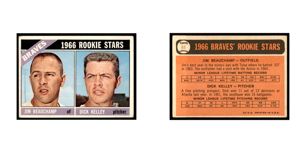 1966 Topps (Damaged) Jim Beauchamp/Dick Kelley RC Baseball Cards #84