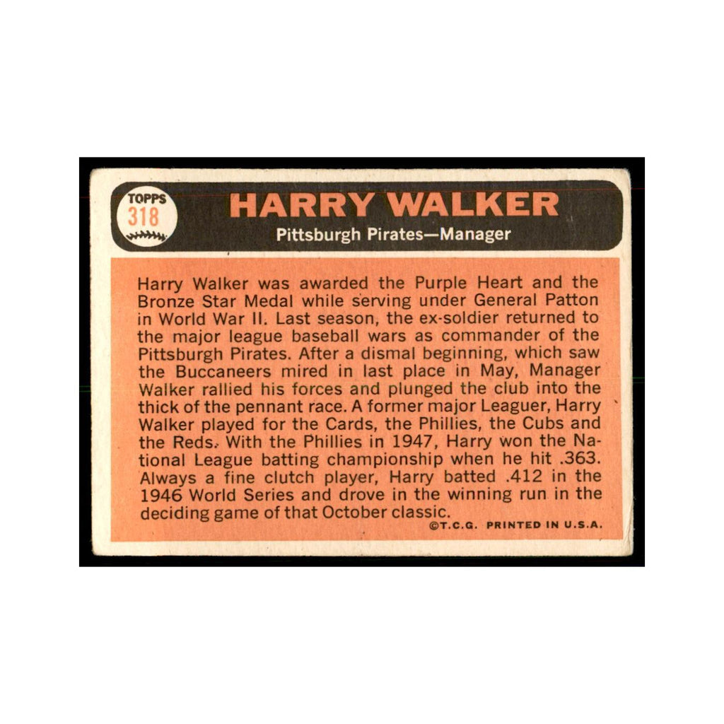 1966 Topps (Damaged) Harry Walker Baseball Cards #318