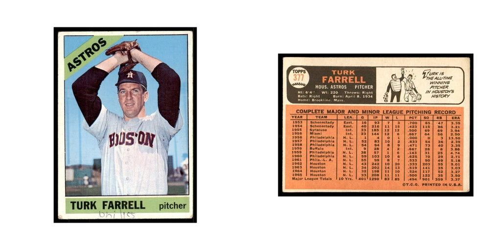 1966 Topps (Damaged) Turk Farrell Baseball Cards #377