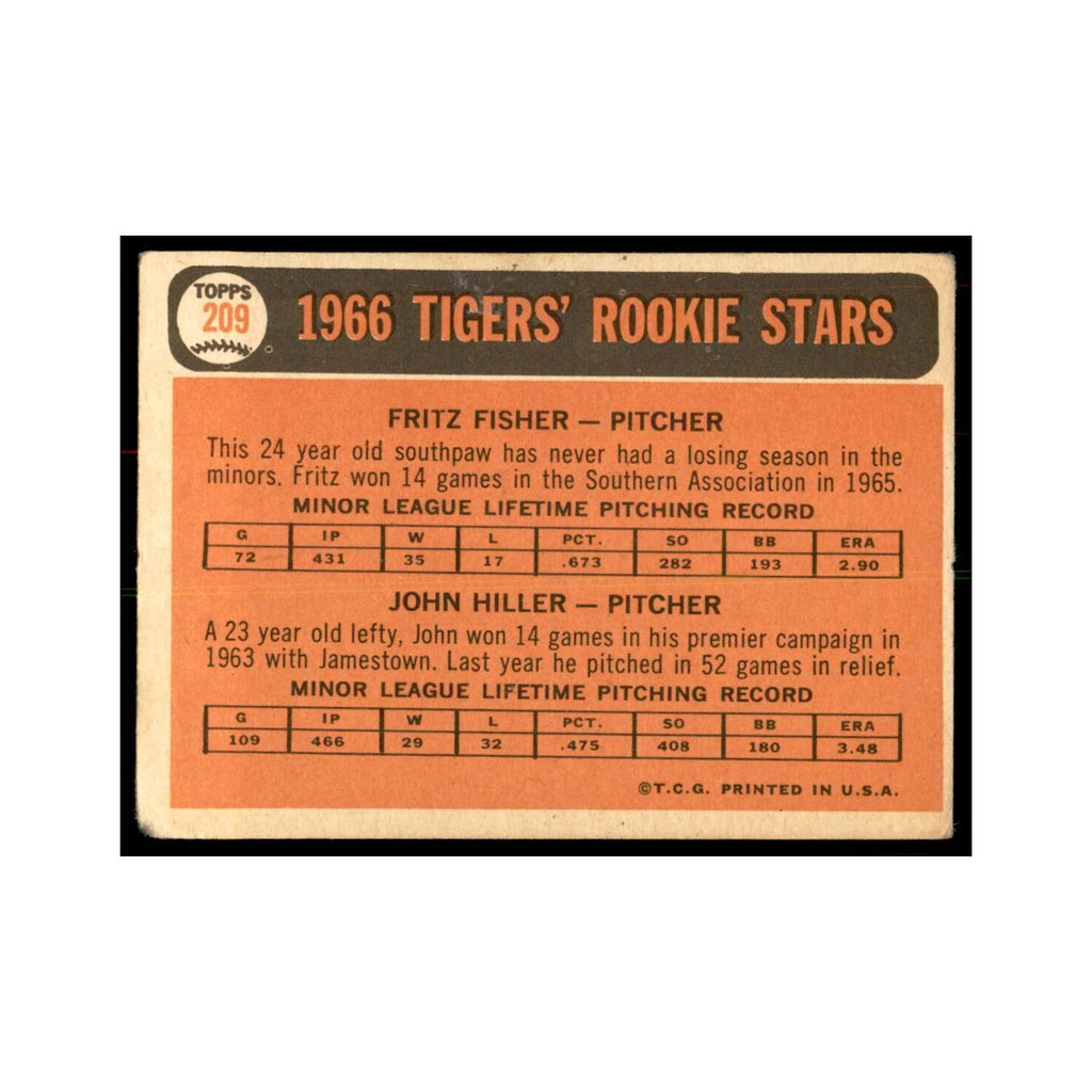 1966 Topps (Damaged) Fritz Fisher John Hiller Baseball Cards #209