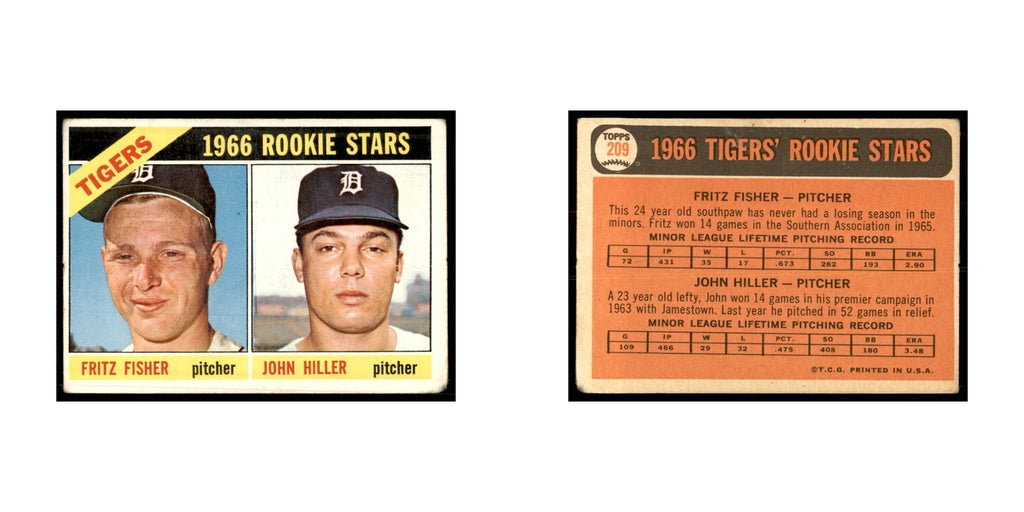 1966 Topps (Damaged) Fritz Fisher John Hiller Baseball Cards #209