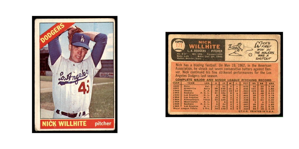 1966 Topps (Damaged) Nick Willhite Baseball Cards #171