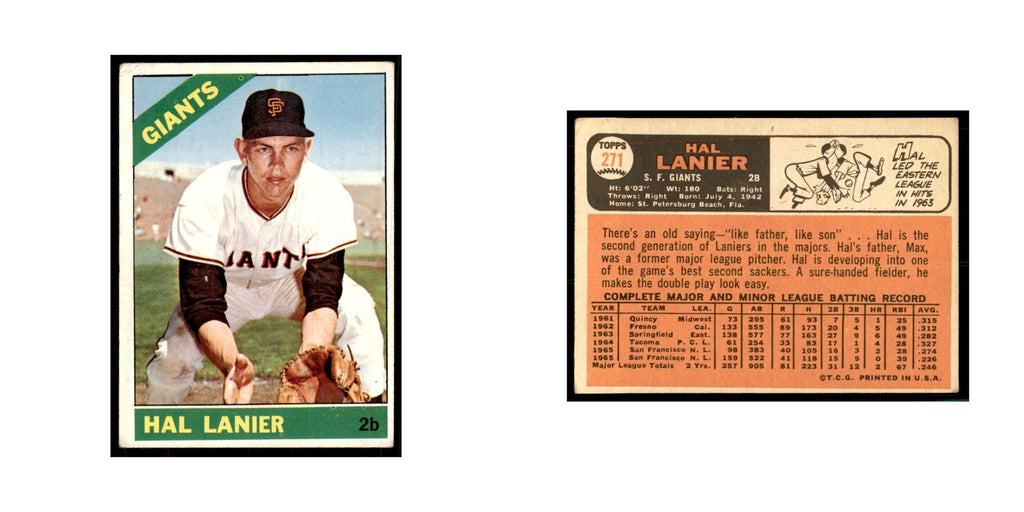 1966 Topps (Damaged) Hal Lanier Baseball Cards #271