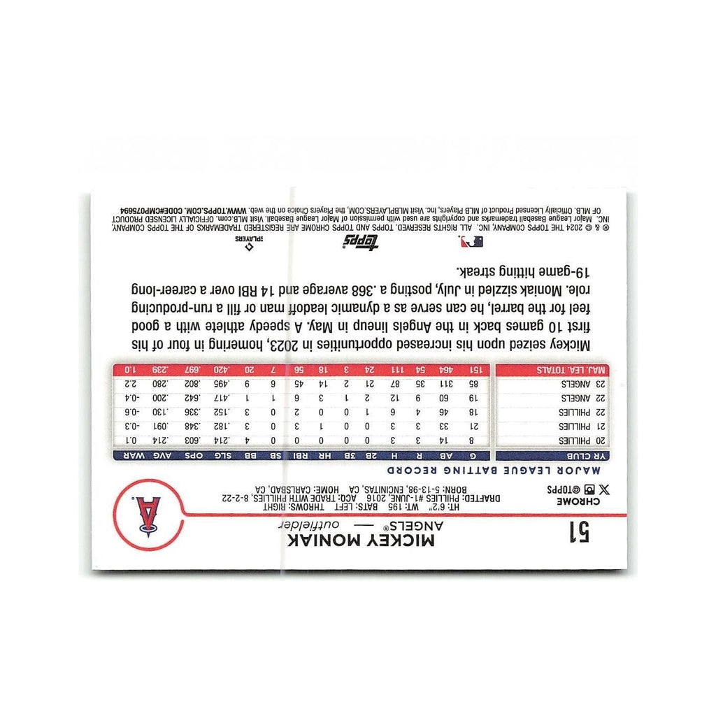 Mickey Moniak 2024 Topps Chrome #51 Los Angeles Angels Baseball Card NM