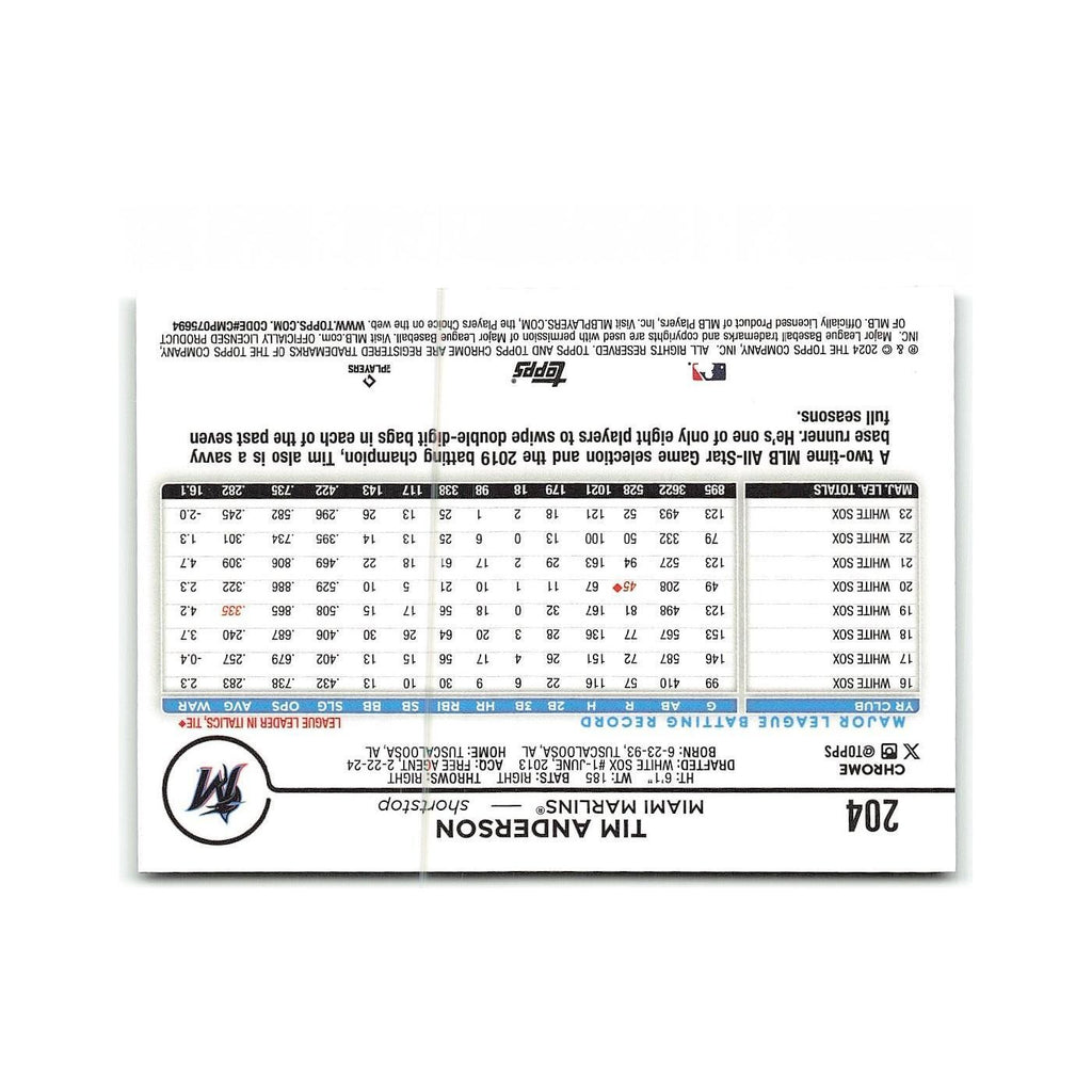 Tim Anderson 2024 Topps Chrome #204 Miami Marlins Baseball Card NM