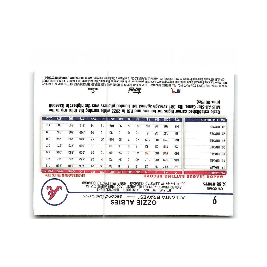 Ozzie Albies 2024 Topps Chrome #9 Atlanta Braves Baseball Card NM