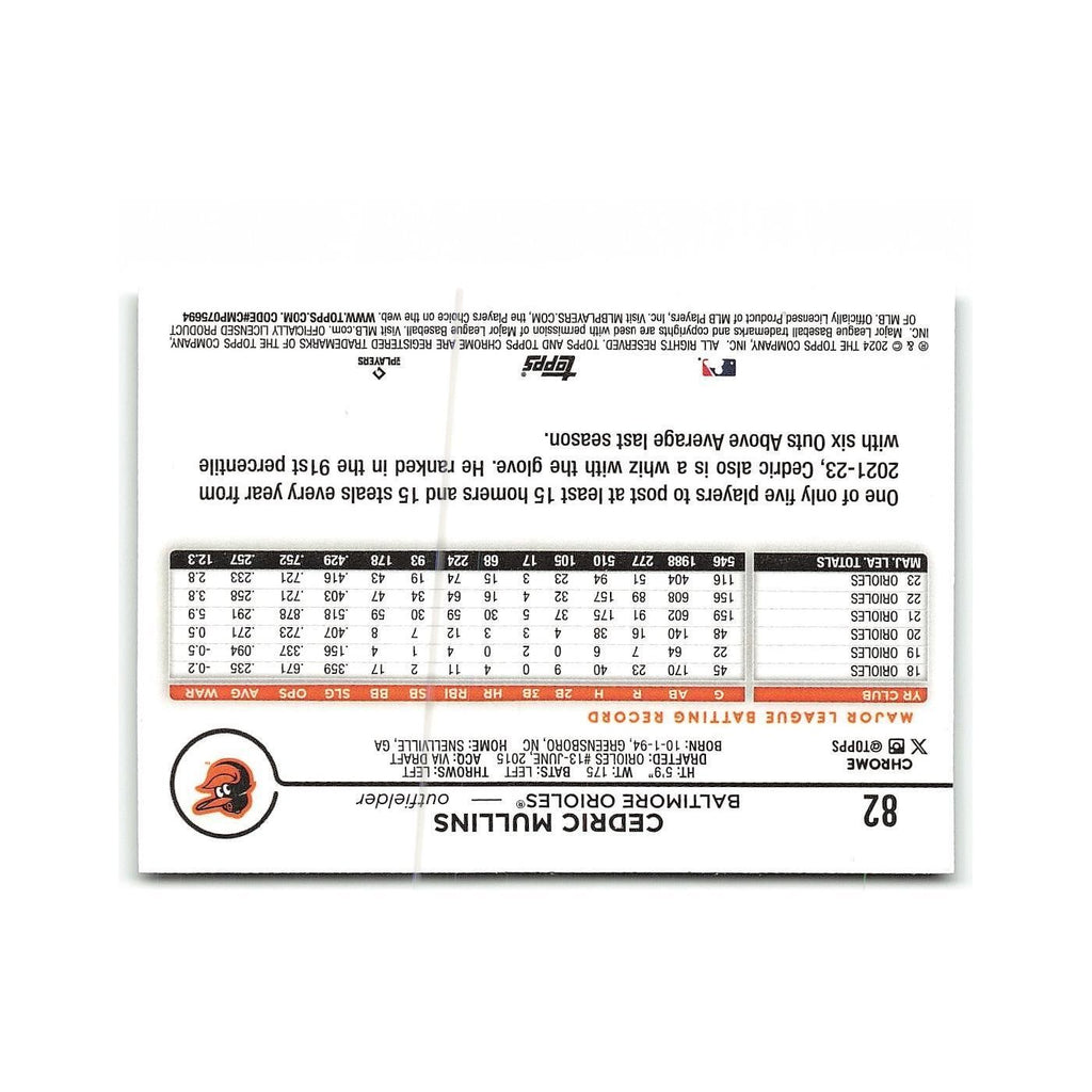 Cedric Mullins 2024 Topps Chrome #82 Baltimore Orioles Baseball Card NM