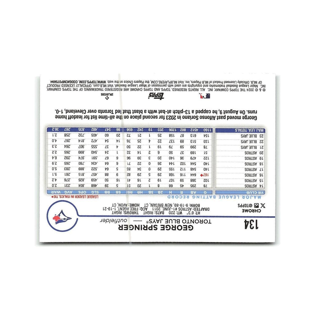 George Springer 2024 Topps Chrome #134 Toronto Blue Jays Baseball Card NM