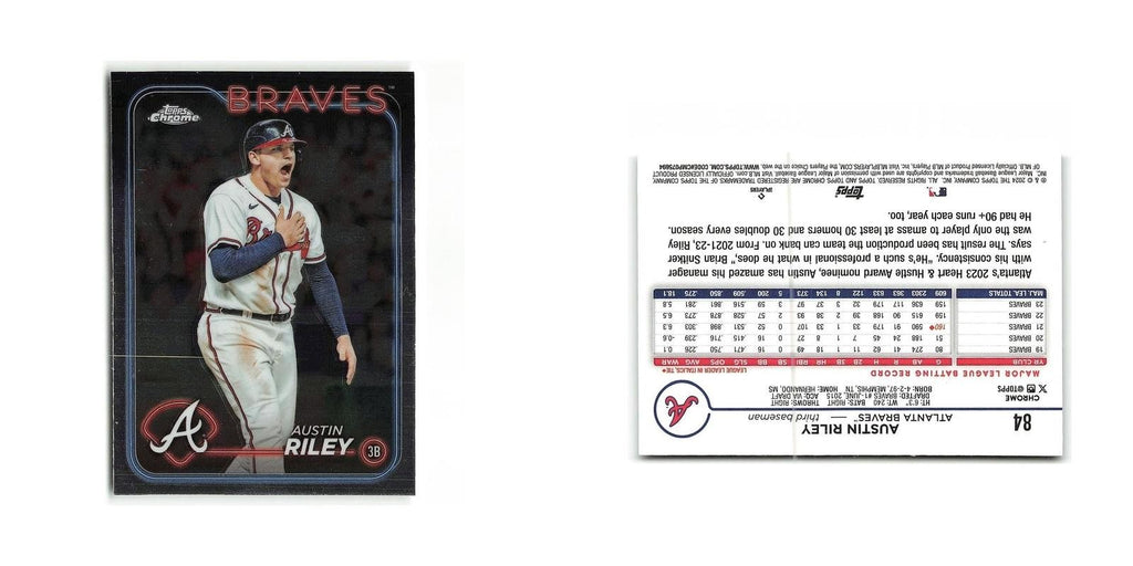 Austin Riley 2024 Topps Chrome #84 Atlanta Braves Baseball Card NM