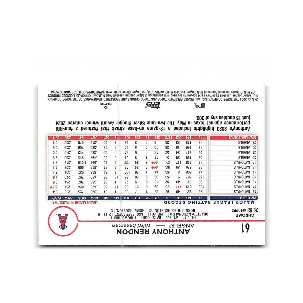 Anthony Rendon 2024 Topps Chrome #61 Los Angeles Angels Baseball Card NM