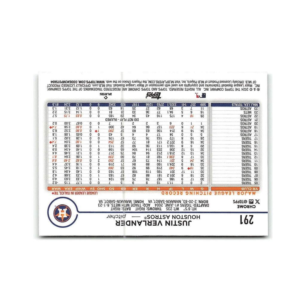 Justin Verlander 2024 Topps Chrome #291 Houston Astros Baseball Card NM
