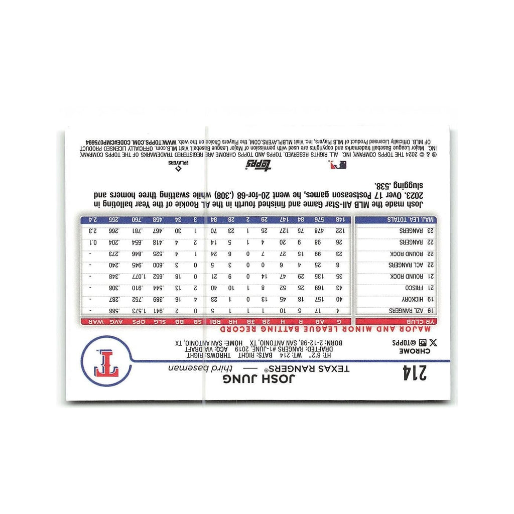 Josh Jung 2024 Topps Chrome #214 Texas Rangers Baseball Card NM