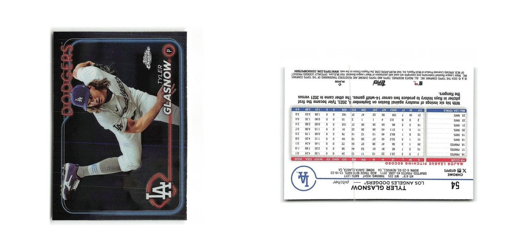 Tyler Glasnow 2024 Topps Chrome #54 Los Angeles Dodgers Baseball Card NM